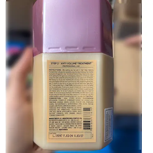 Foto del aviso oficial: INOAR Anti-volume treatment / Soin Anti Volume Producto para el cuidado del cabello — riesgo: Riesgos químicos