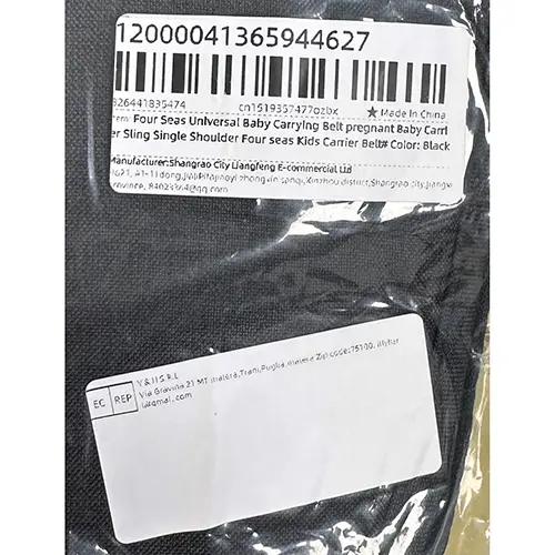 Foto aus der offiziellen Meldung: Shenzen Zunwei Waist Stool Products Co. Ltd. Parenting strap/waist stool Babytrage — Risiko: Verletzungen