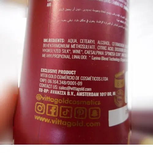 Photo de l’avis officiel: Vitta Gold Silk Express Après-shampooing — risque: Risque chimique
