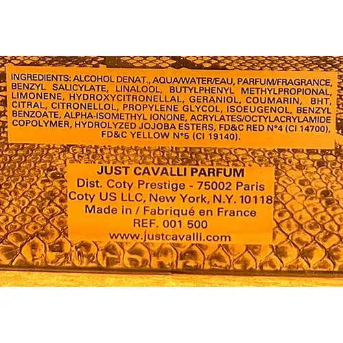 Photo de l’avis officiel: Just Cavalli Just Parfum — risque: Risque chimique