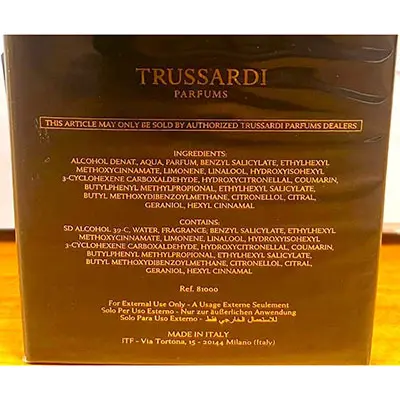 Photo de l’avis officiel: Trussardi Uomo Eau de toilette — risque: Risque chimique