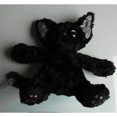 Foto do aviso oficial: Poupée en peluche chat noir bouclé de 30 cm/11,8 pouces Brinquedo macio — risco: Engasgamento