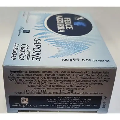 Photo de l’avis officiel: FELCE AZZURRA Profumo classico Savon — risque: Risque chimique