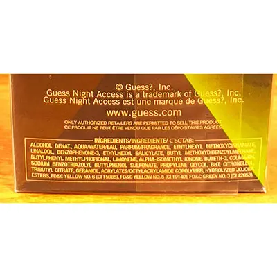Photo de l’avis officiel: Guess Night Access Eau de toilette — risque: Risque chimique