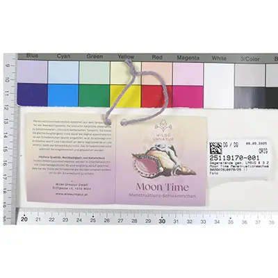 Photo from the official notice: Wilde Urnatur Moon Time Menstruations-Schwämmchen intimate care sponges — health & microbiological risk