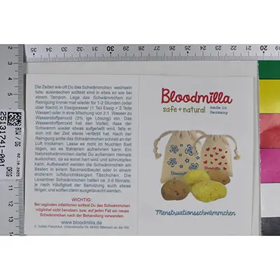 Foto del aviso oficial: Bloodmilla Menstruationsschwamm silk-natur Esponjas de cuidado íntimo — riesgo: Otros riesgos para la salud