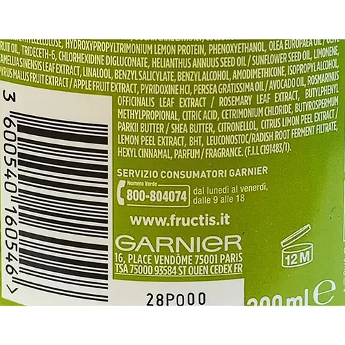 Photo de l’avis officiel: GARNIER Fructis Capelli secchi Masque capillaire — risque: Risque chimique