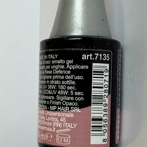 Foto aus der offiziellen Meldung: Estrosa Smalto gel semipermanente wild rose Gel-Nagellack — Risiko: Chemikalie