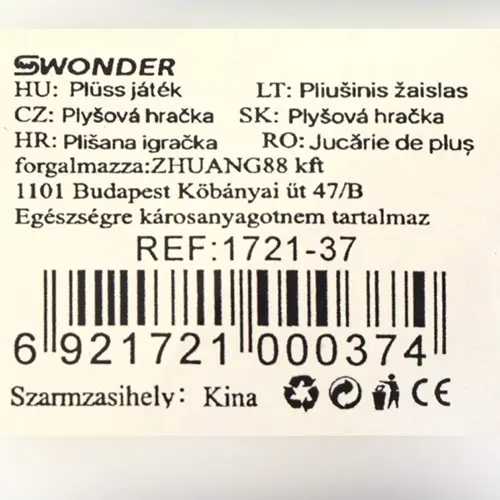 Photo de l’avis officiel: SWONDER Plush dog Jouet souple — risque: Étouffement