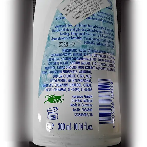 Photo de l’avis officiel: Algemarin WELLNESS Ice Men Gel douche — risque: Risque chimique