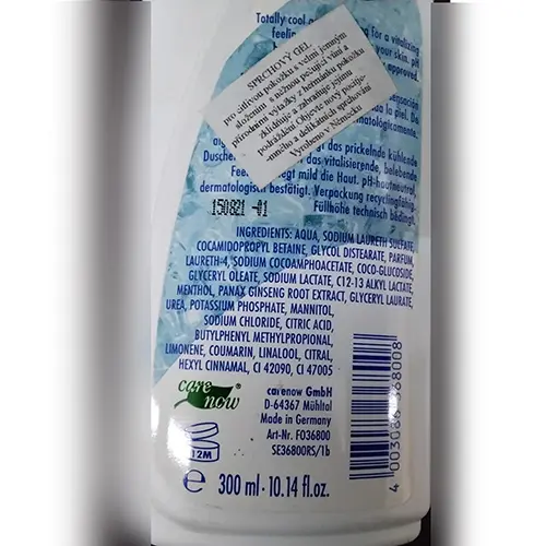 Photo de l’avis officiel: Algemarin WELLNESS Ice Men Gel douche — risque: Risque chimique