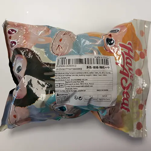 Photo from the official notice: POP MART THE MONSTERS, HAVE A SEAT soft toy — choking risk