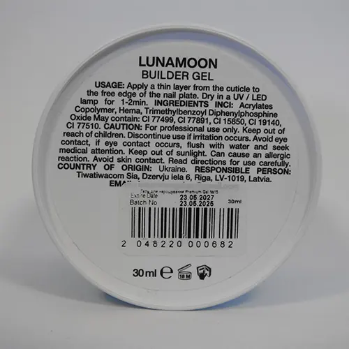 Photo de l’avis officiel: Lunamoon Luna builder gel Vernis pour la réparation des ongles — risque: Risque chimique