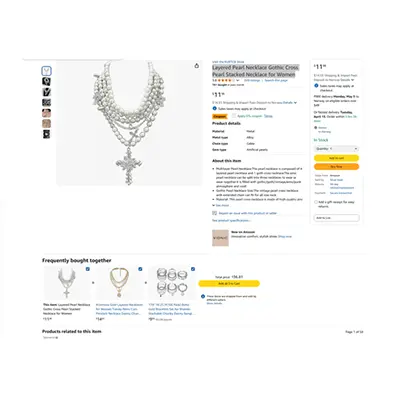 Photo de l’avis officiel: Pearl Necklace with Gothic Cross Collier — risque: Risque chimique