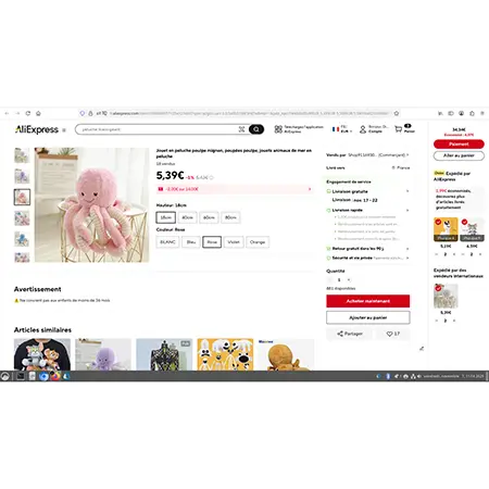 Photo de l’avis officiel: Jouet en peluche poulpe mignon, poupées poulpe, jouets animaux de mer en peluche Jouet souple — risque: Étouffement