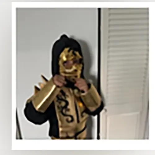 Foto aus der offiziellen Meldung: Déguisement enfant - Ninja dorée- rubies ensembles de déguisements pour enfants Fancy-Kostüm — Risiko: Chemikalie