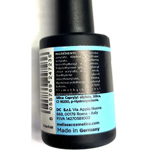 Foto aus der offiziellen Meldung: Melissa Melissa Professional - 700 Celeste pastello Gel-Nagellack — Risiko: Chemikalie