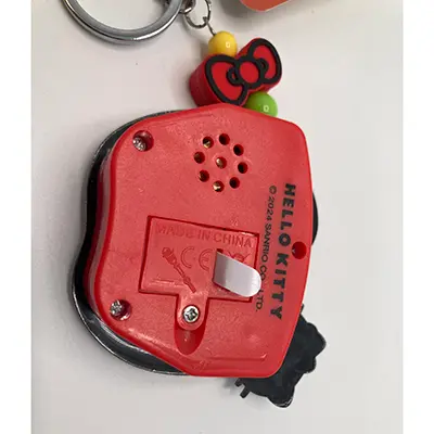 Photo from the official notice: Sanrio Hello Kitty key ring with push toy — environment risk