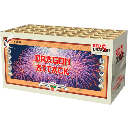 Foto aus der offiziellen Meldung: Fireworks International B.V. Dragon Attack Feuerwerk — Risiko: Verbrennungen & Gehörschaden