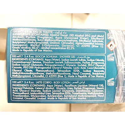 Photo de l’avis officiel: Byblos Aquamarine Ensemble de cosmétiques — risque: Risque chimique