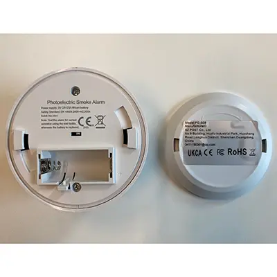 Foto do aviso oficial: SMOKE ALARM Detetor de fumo — risco: Asfixia & Queimaduras