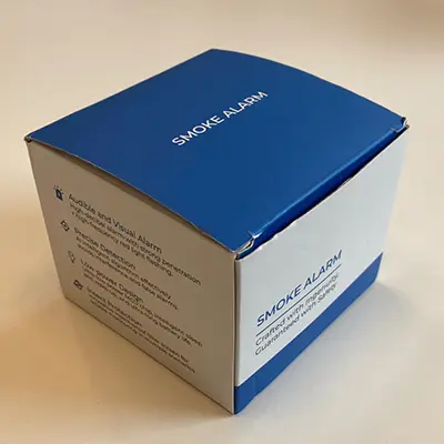 Foto do aviso oficial: SMOKE ALARM Detetor de fumo — risco: Asfixia & Queimaduras