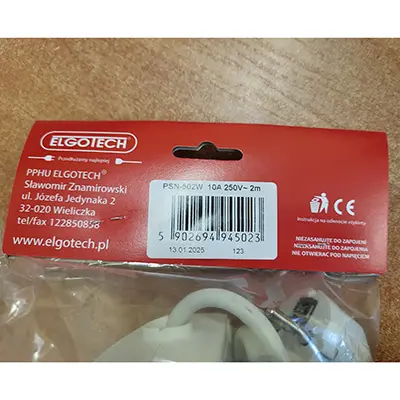 Foto do aviso oficial: ELGOTECH Przedluzacz Chumbo da extensão — risco: Choque elétrico