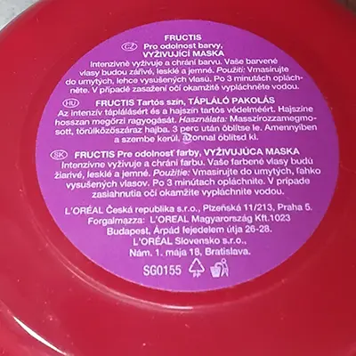 Photo de l’avis officiel: GARNIER Fructis NOURISHING MASK Masque capillaire — risque: Risque chimique