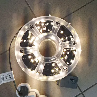 Photo from the official notice: Merry Christmas 50M-8A Warm white litghting chain, N50M lighting chain — electric shock risk
