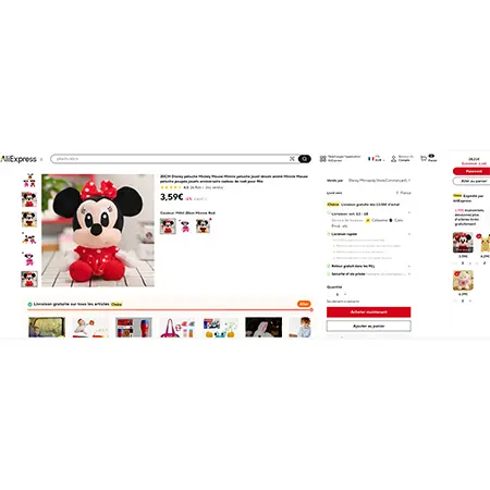 Photo from the official notice: 20CM Disney peluche Mickey Mouse Minnie peluche jouet dessin animé soft toy — choking risk
