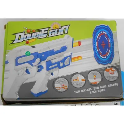 Foto do aviso oficial: Double gun - 1 set de pistolets à balles souples pour enfants Jogo da arma do brinquedo — risco: Engasgamento
