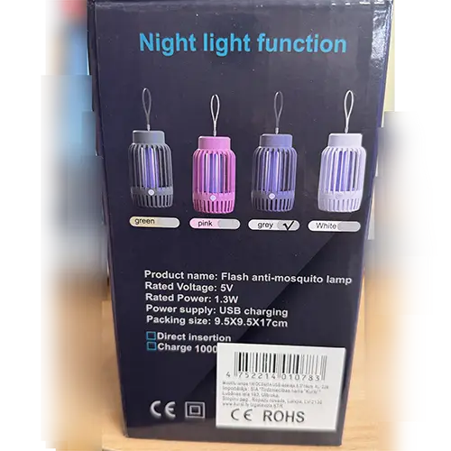 Foto dell’avviso ufficiale: Kurši Mosquito lamp with USB charger Moskītu lampa ar U Lampada antizanzare — rischio: Rischio chimico & Ambiente