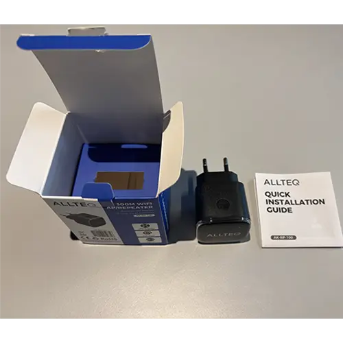Foto aus der offiziellen Meldung: ALLTEQ 300M WIFI AP/REPEATER WLAN-Repeater — Risiko: Elektrischer Schlag