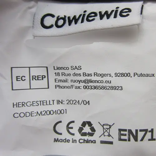 Photo de l’avis officiel: Cowiewie Baby Türhopser Bouchon de bébé — risque: Blessures