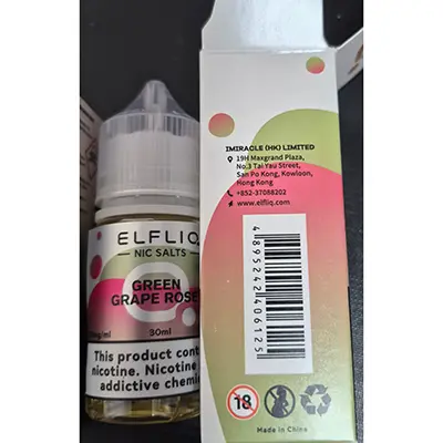 Photo from the official notice: ELFLIQ NIC SALT, POWERWS BY ELFBAR electronic cigarette cartridge — chemical risk (SR/01009/26)