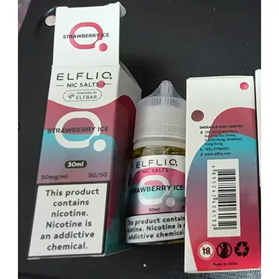 Photo from the official notice: ELFLIQ NIC SALT, POWERWS BY ELFBAR electronic cigarette cartridge — chemical risk (SR/01028/26)