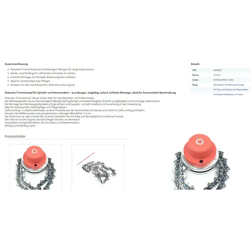 Photo de l’avis officiel: LIFEASY Universal Trimmerkopf Kette Fixation pour débroussailleuse — risque: Coupures