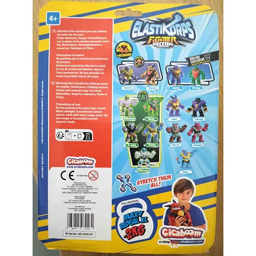 Foto del aviso oficial: CICABOOM ELASTIKORPS FIGHTER EXTRA FORCE Juguete de estatuilla relleno de arena — riesgo: Otros riesgos para la salud