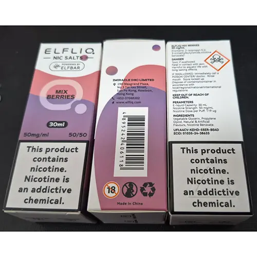 Photo de l’avis officiel: ELFLIQ NIC SALTS Cartouche de cigarette électronique — risque: Risque chimique (SR/01112/26)