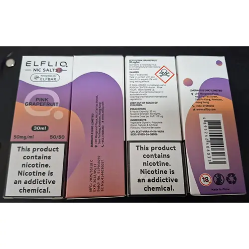 Photo de l’avis officiel: ELFLIQ NIC SALTS Cartouche de cigarette électronique — risque: Risque chimique (SR/01109/26)