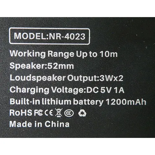 Photo from the official notice: NewRixing SOUNDBAR WIRELESS SPEAKER — burns risk