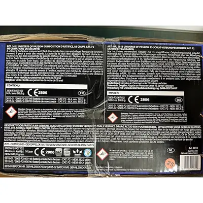 Photo from the official notice: GBV-Weco Vuurwerk B.V. Universe of Passion fireworks — burns & fire risk