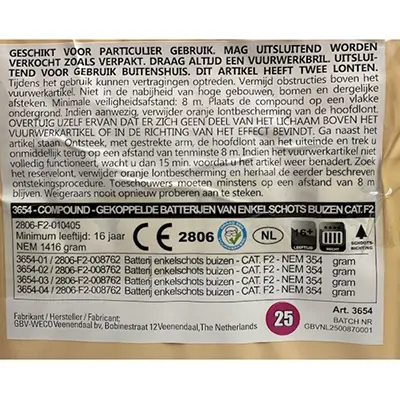 Photo from the official notice: GBV-Weco Vuurwerk B.V. Happy New Year fireworks — burns & fire risk