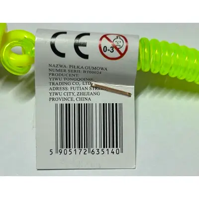 Photo de l’avis officiel: Best Toys Pilka Gumowa Boule en plastique — risque: Risque chimique