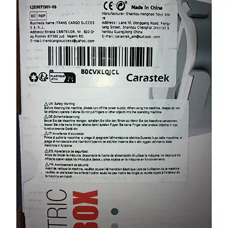 Foto do aviso oficial: Electric Heating Lunch Box Almoço elétrico — risco: Choque elétrico