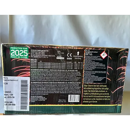 Photo from the official notice: Saigo fireworks — burns & damage to sight risk