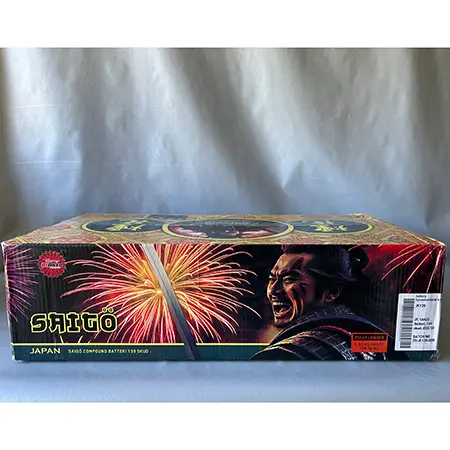 Photo from the official notice: Saigo fireworks — burns & damage to sight risk