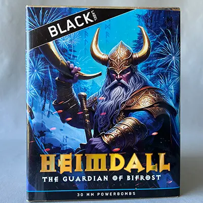 Photo from the official notice: Black Label Heimdall fireworks — burns & damage to sight risk