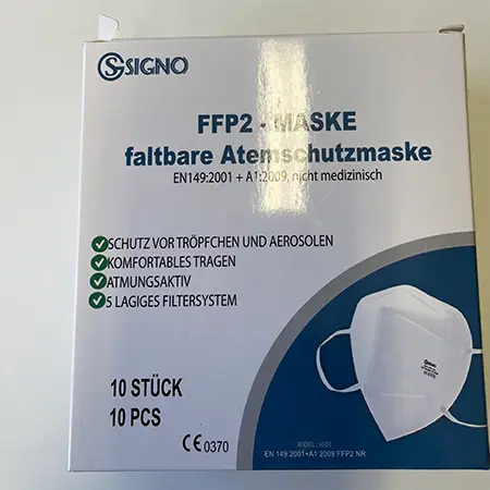 Foto do aviso oficial: SIGNO FFP2 - Atemschutzmaske Máscara de filtro de partículas — risco: Risco para a saúde / outro