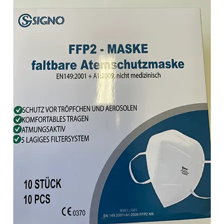 Foto do aviso oficial: SIGNO FFP2 - Atemschutzmaske Máscara de filtro de partículas — risco: Risco para a saúde / outro